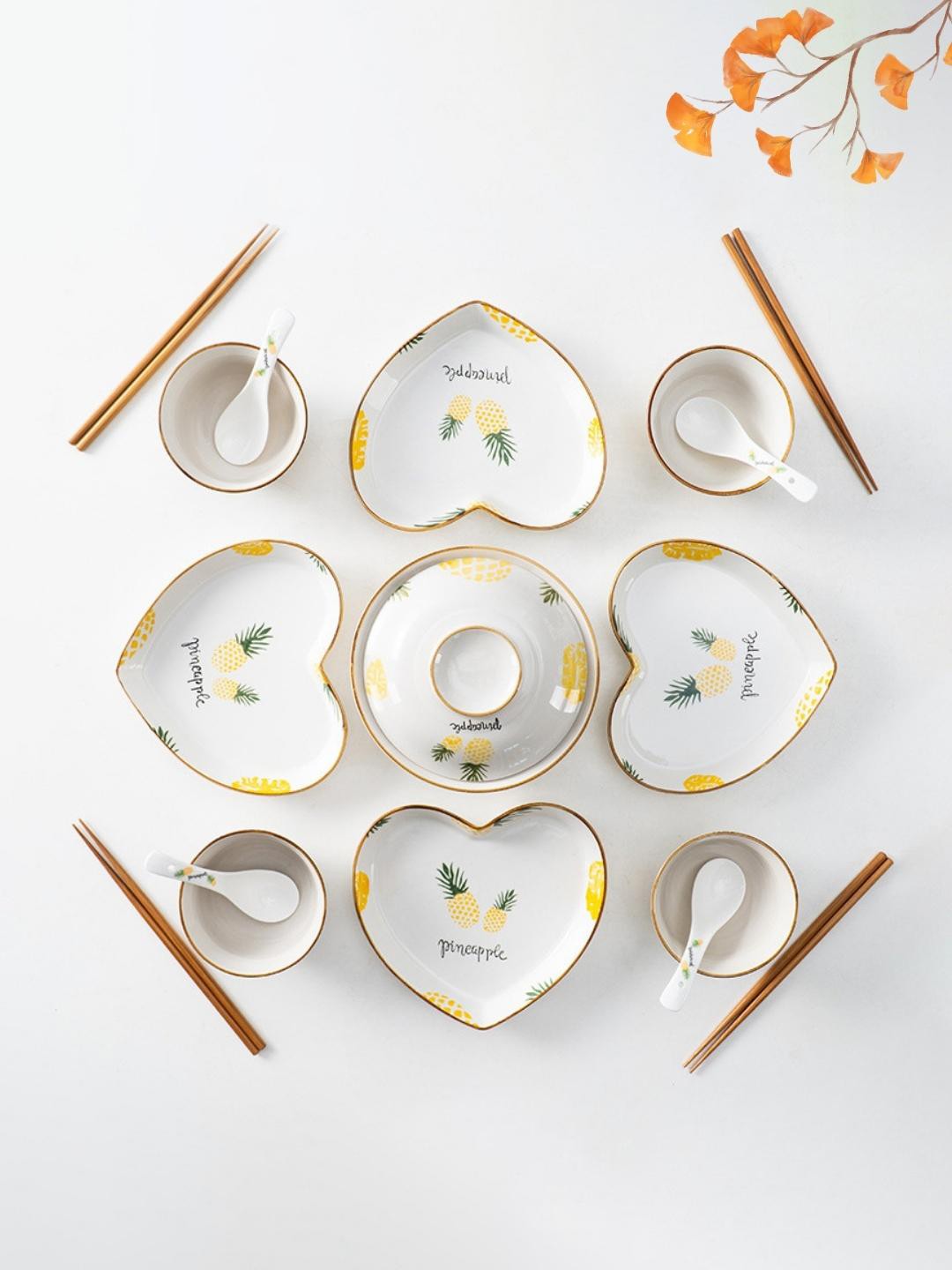 

Nestasia 17 Pieces Microwave Safe Printed Ceramic Dinnerware Set, White