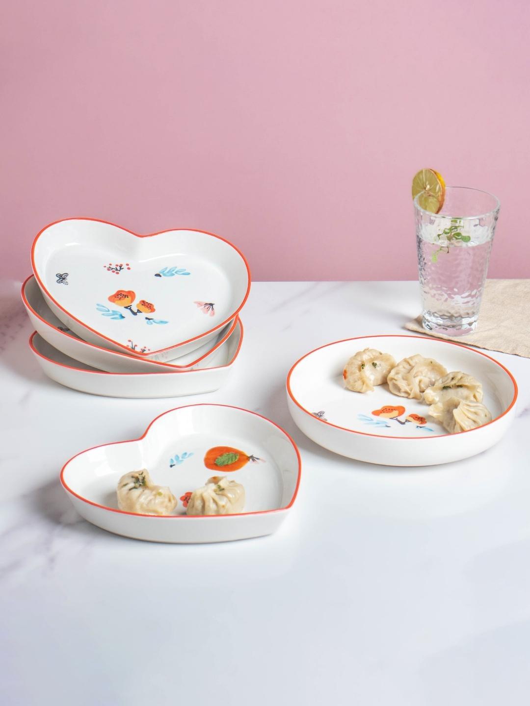 

Nestasia White & Blue 5 Pieces Microwave Safe Printed Ceramic Glossy Dinner Set
