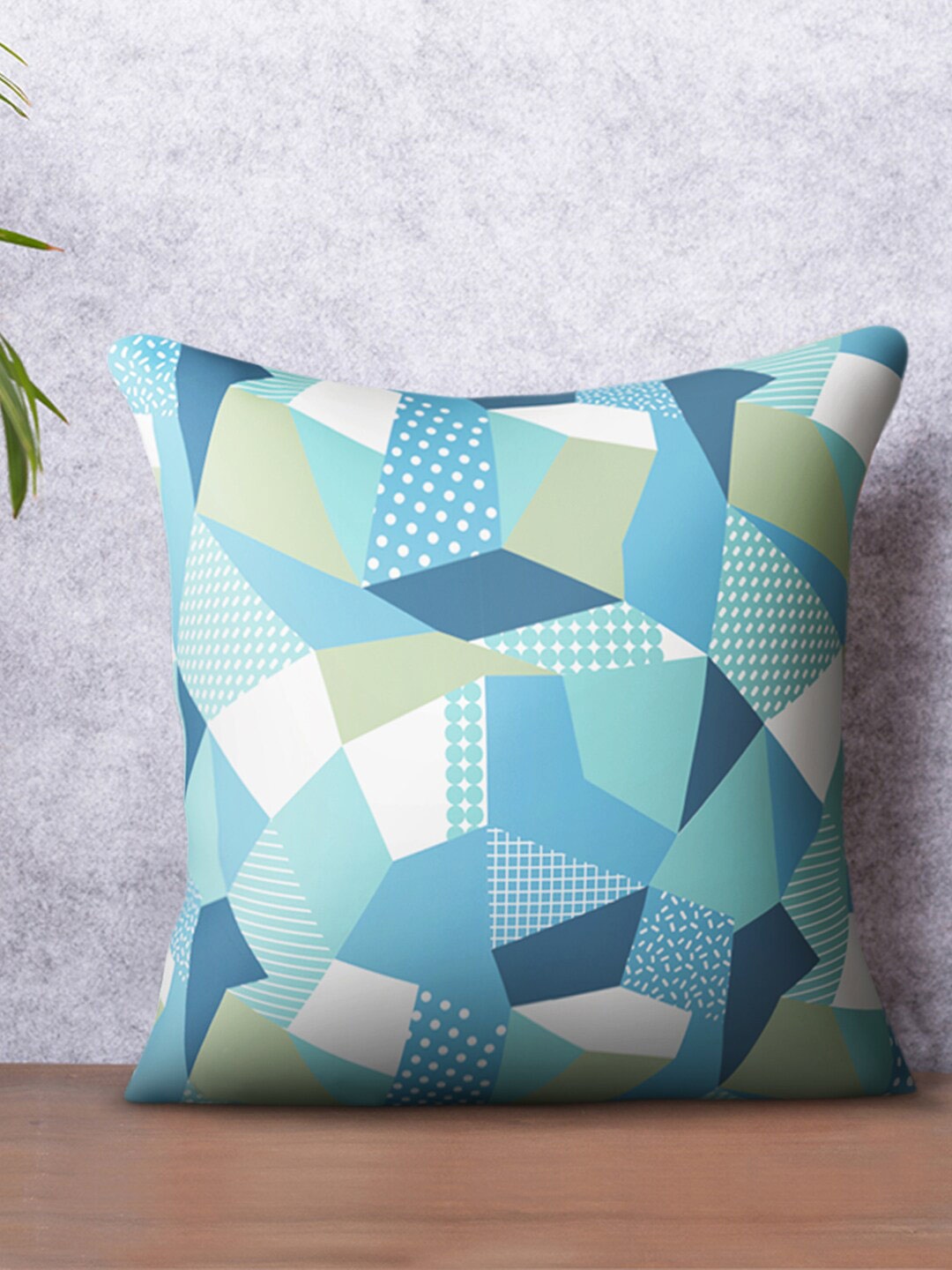 

PETAL HOME Geometric Pure Cotton Square Cushion Covers, Blue