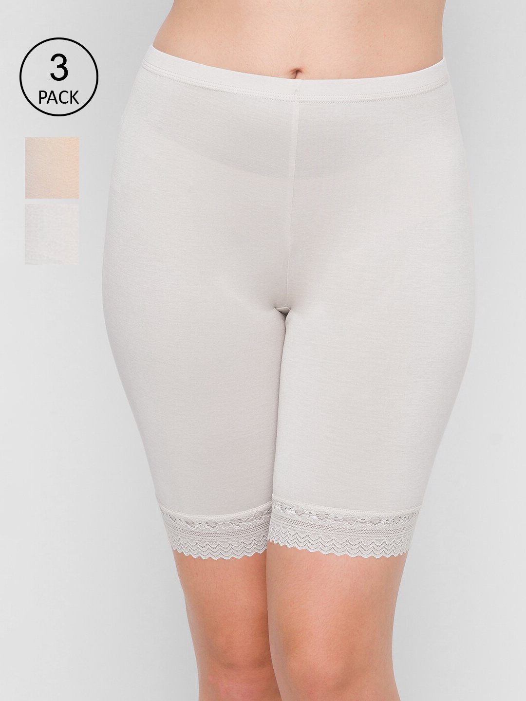 

FashionRack Women Pack Of 3 Solid Boyshort Briefs, White