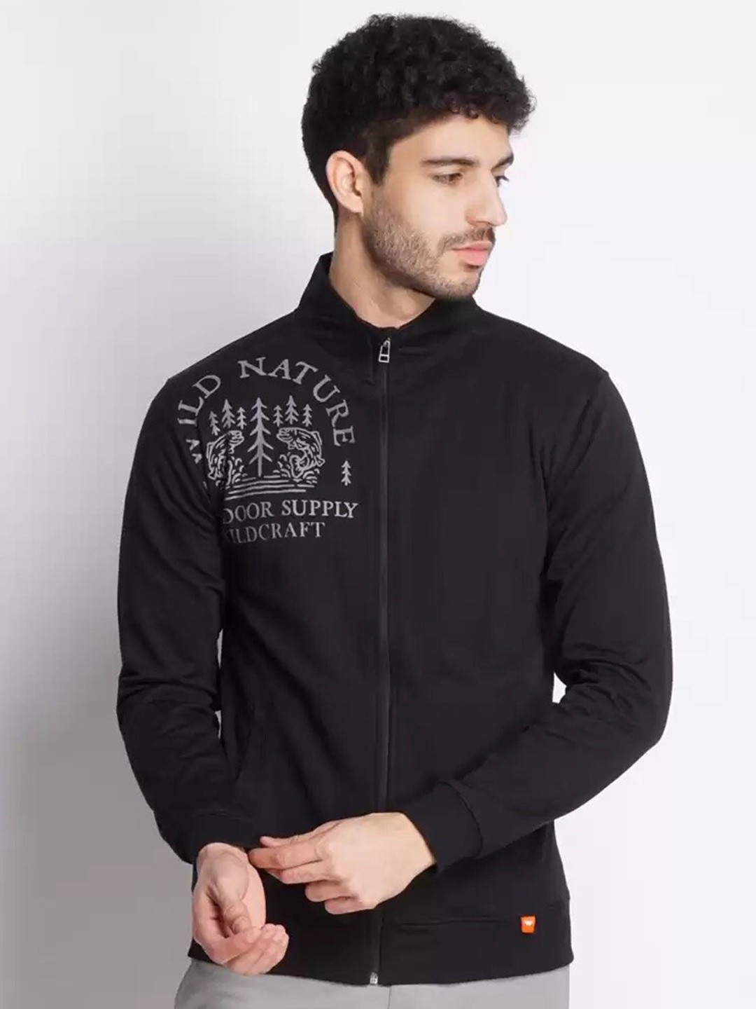 

Wildcraft Men Black Printed Cotton Sweatshirt