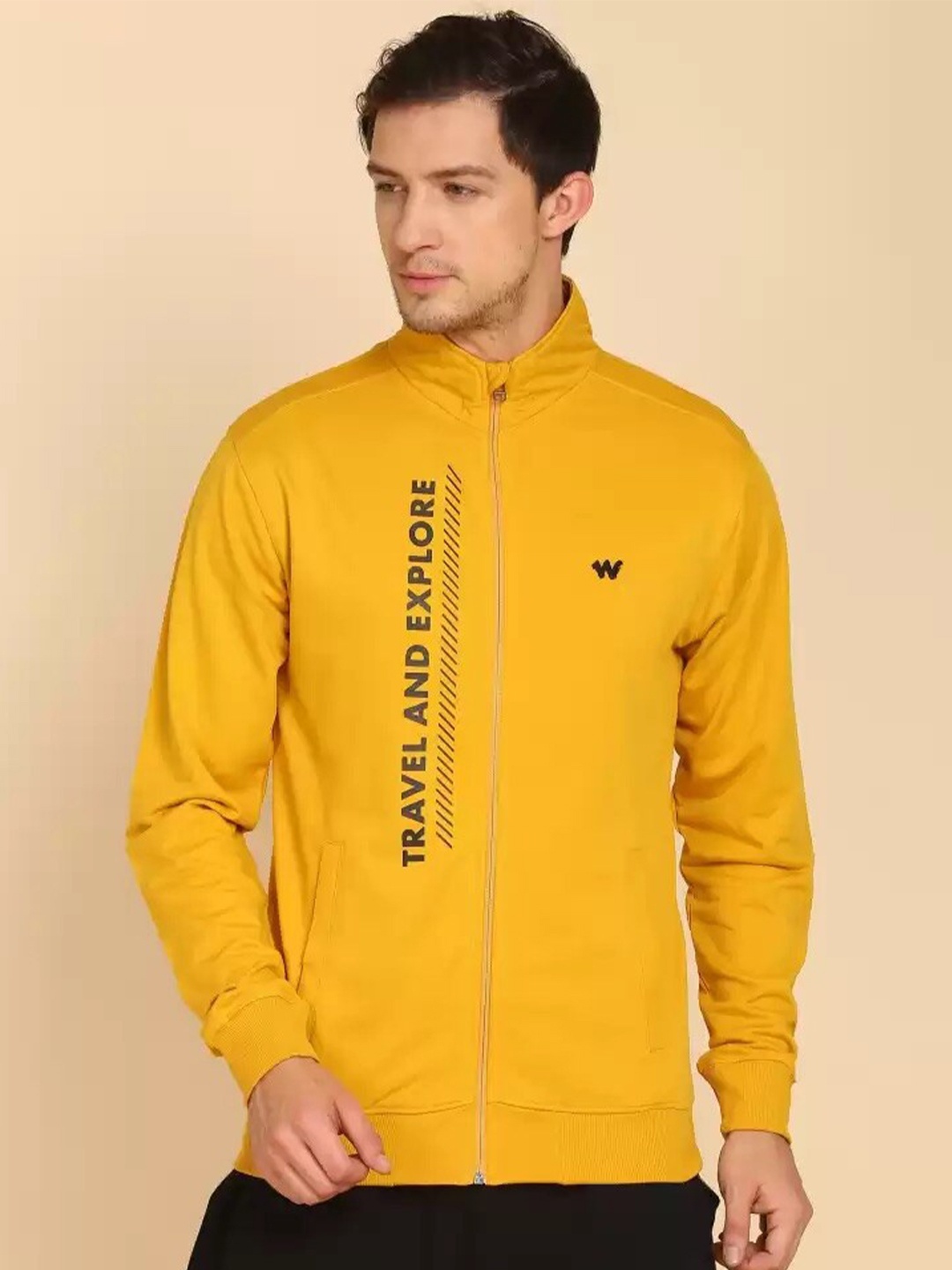 

Wildcraft Men Printed Cotton Sweatshirt, Mustard