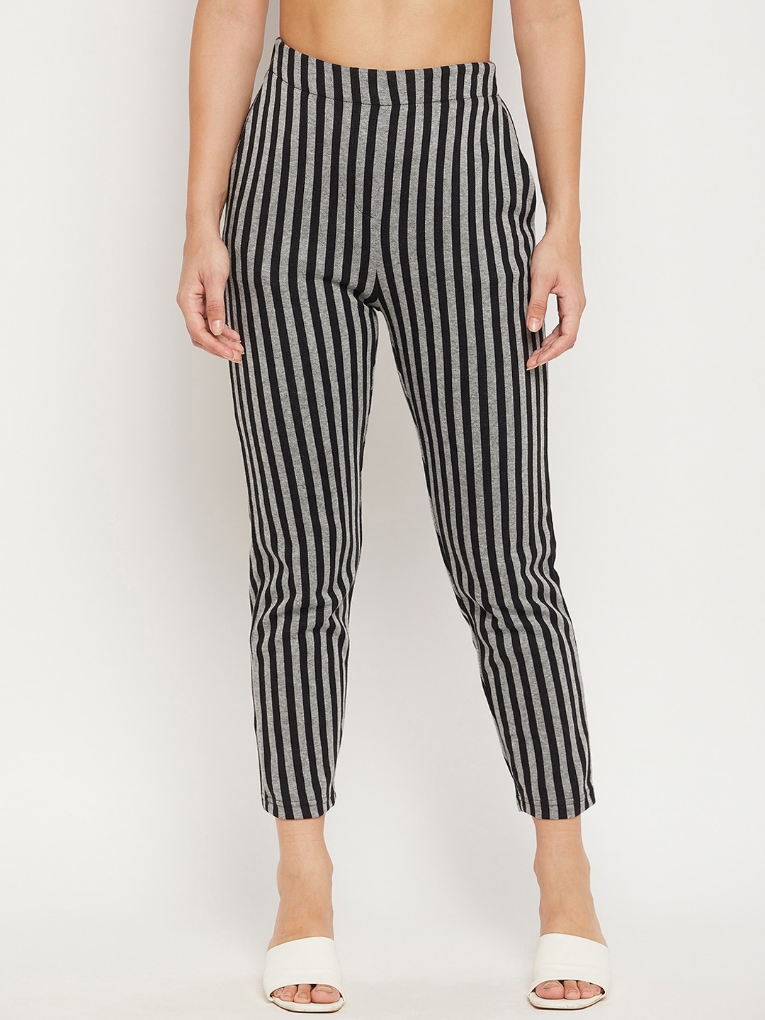 

Austin wood Women Black Striped Smart Trousers