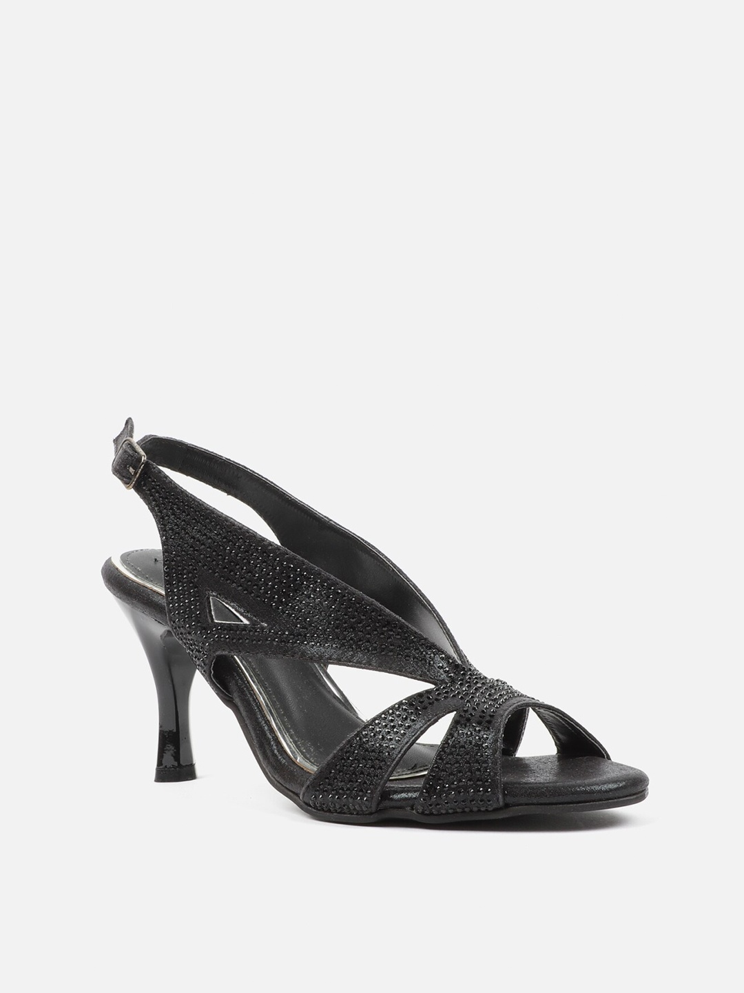 

Carlton London Women Embellished Open Toe Kitten Heels, Black