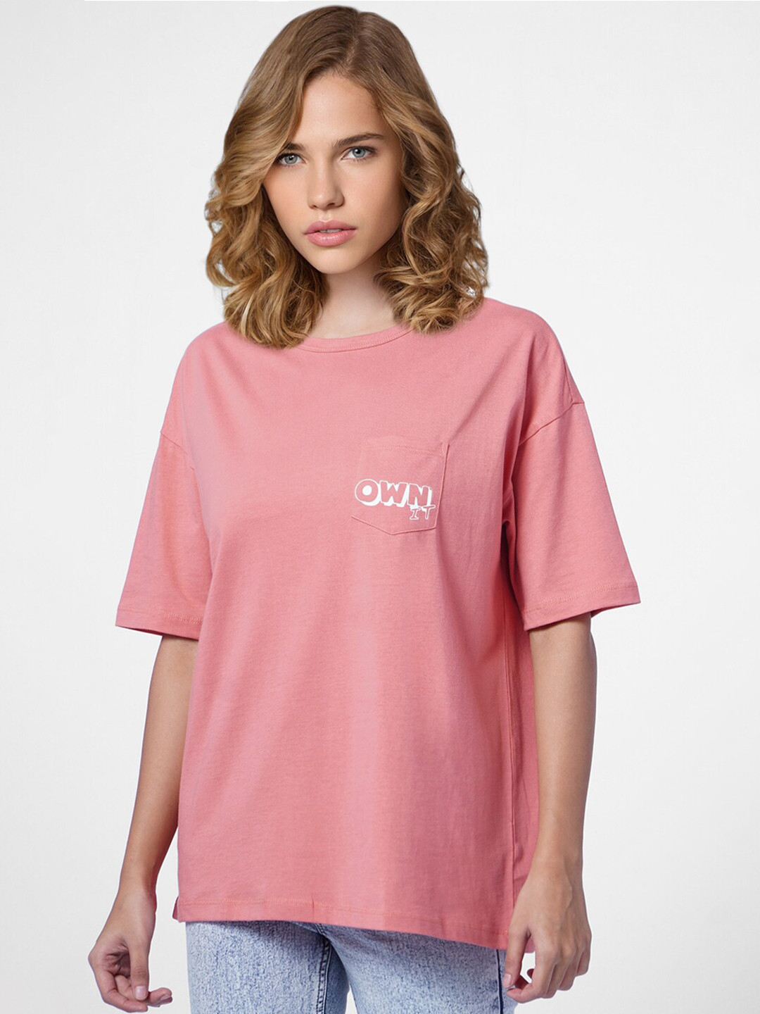 

ONLY Women Pink Oversized T-shirt