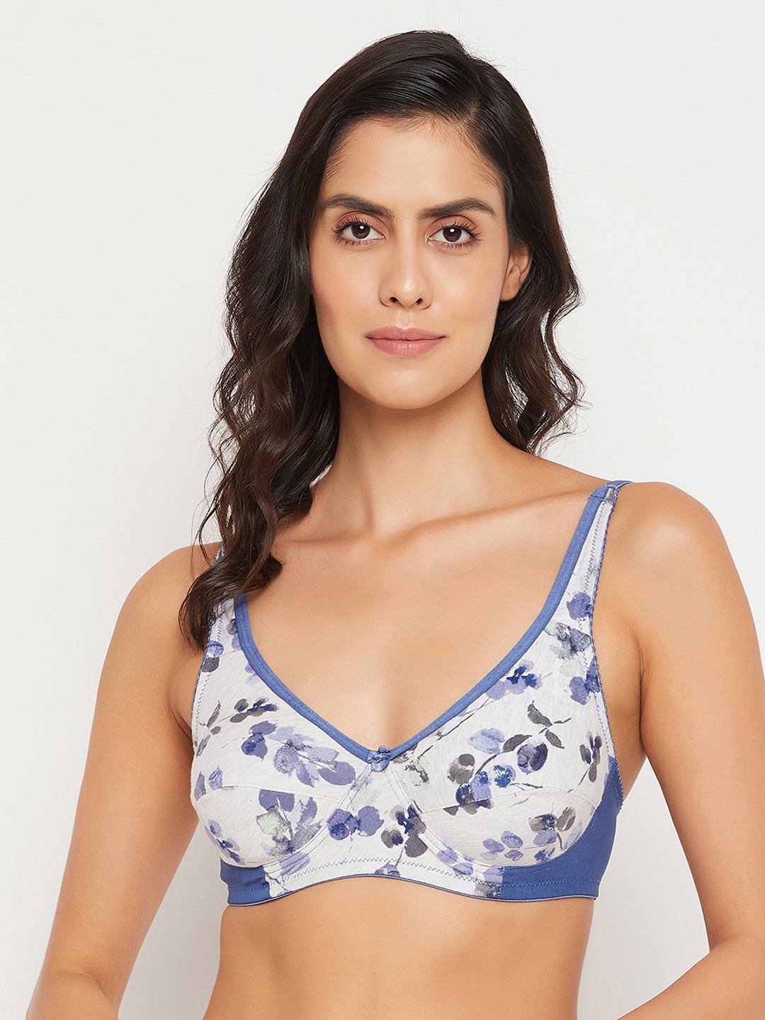 

Clovia Non-Padded Non-Wired Cotton Full Cup Floral Print Bra, White
