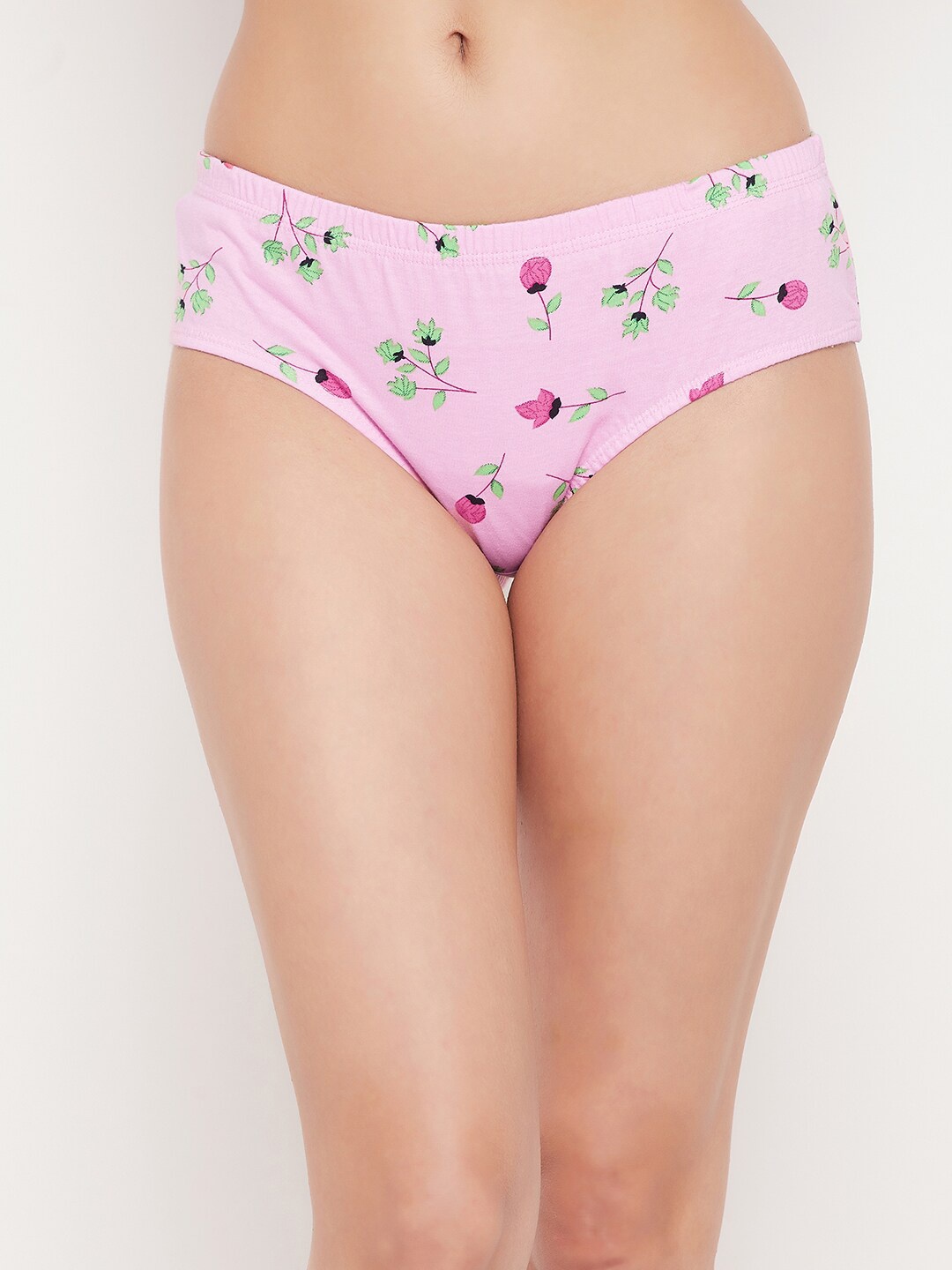 

Clovia Women Pink Printed Cotton Hipster Briefs