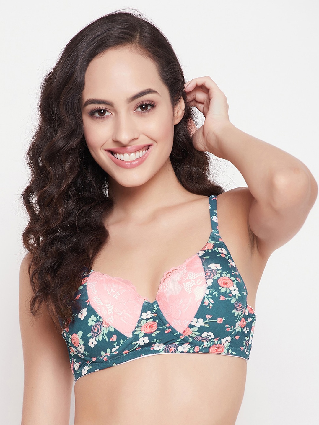 

Clovia Floral Push Up Bra Underwired - Lightly Padded, Blue