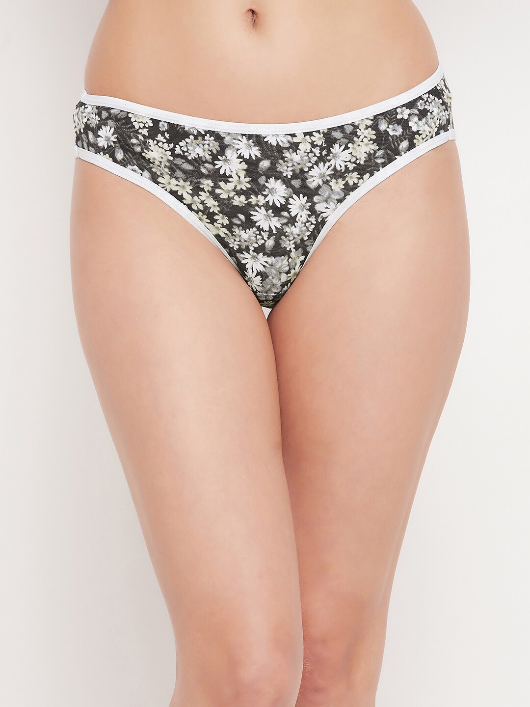 

Clovia Low Waist Floral Print Cotton Bikini Briefs PN3380N133XL, Black
