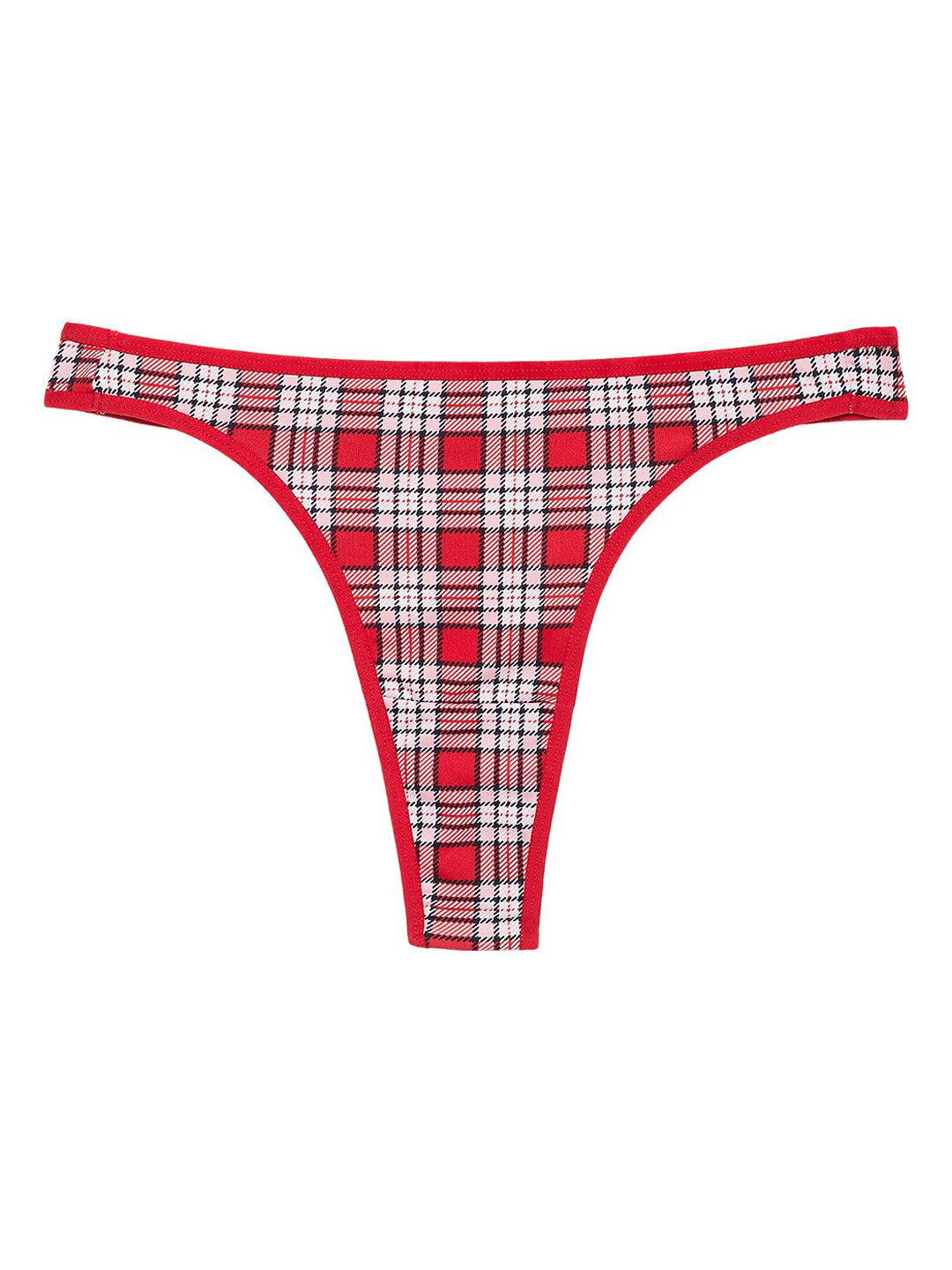 

Clovia Women Red Checked Cotton Thong Briefs