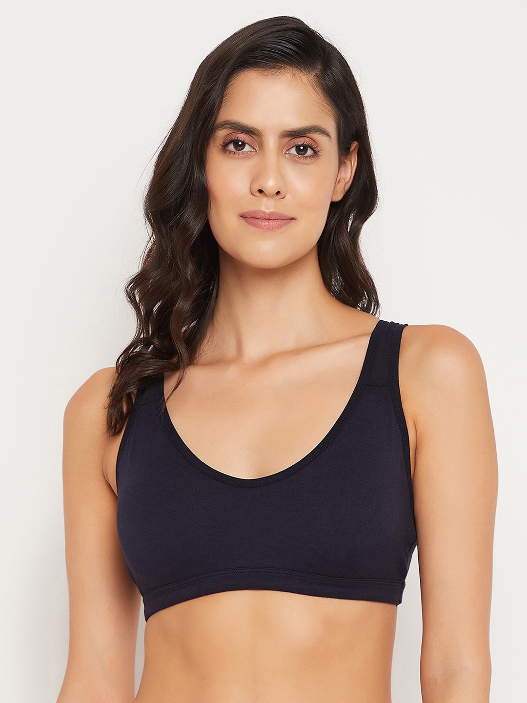 

Clovia Racerback Cotton Beginners Bra, Navy blue
