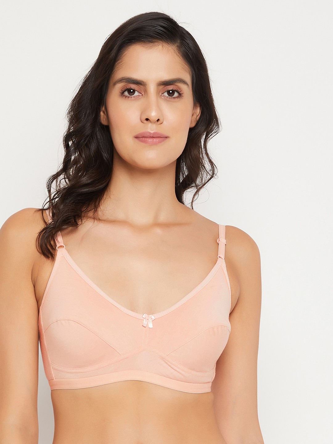 

Clovia Women Non-Padded Non-Wired Cup T-shirt Bra, Peach