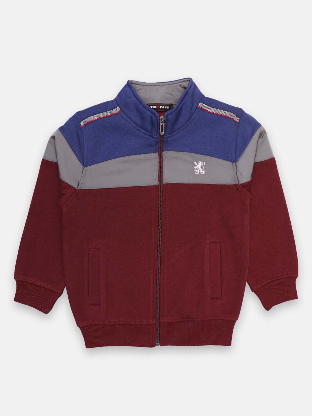 

CHIMPRALA Boys Maroon Colourblocked Cotton Sweatshirt