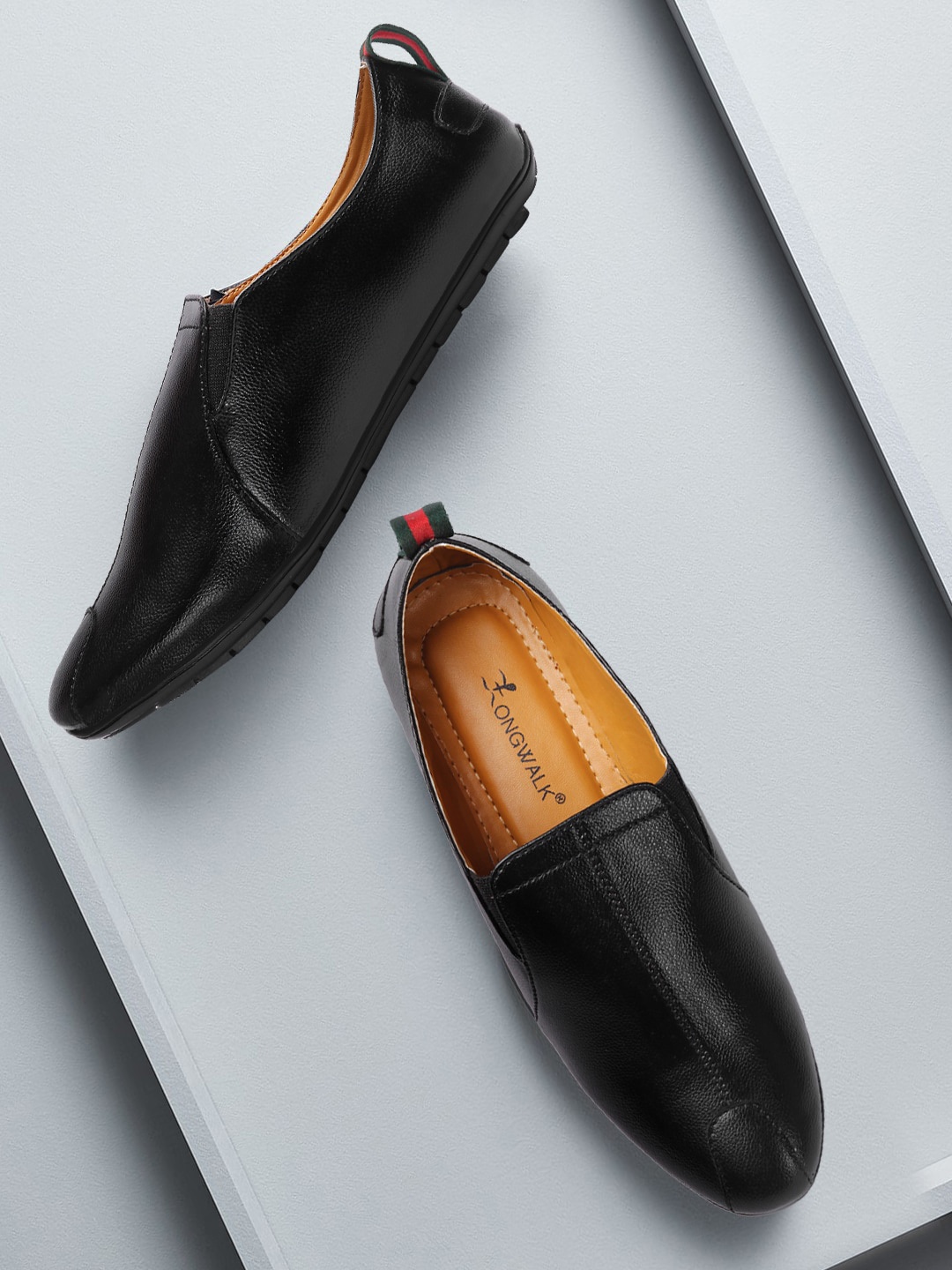 

Longwalk Men Black Textured Slip-On Sneakers