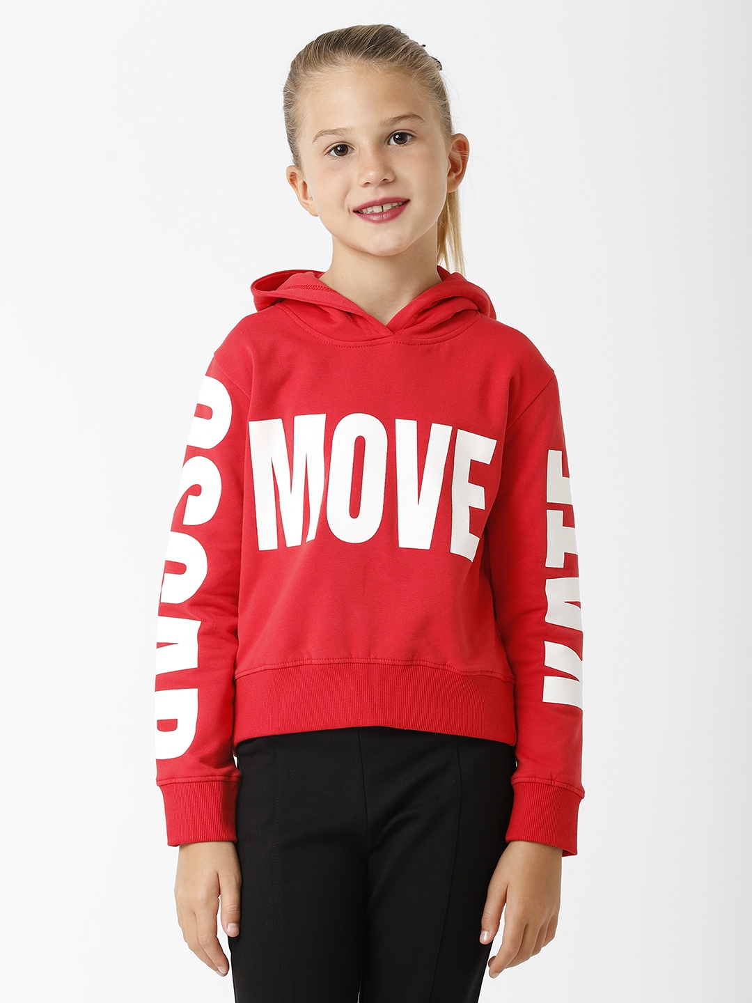 

KATE & OSCAR Girls Red Printed Hooded Sweatshirt