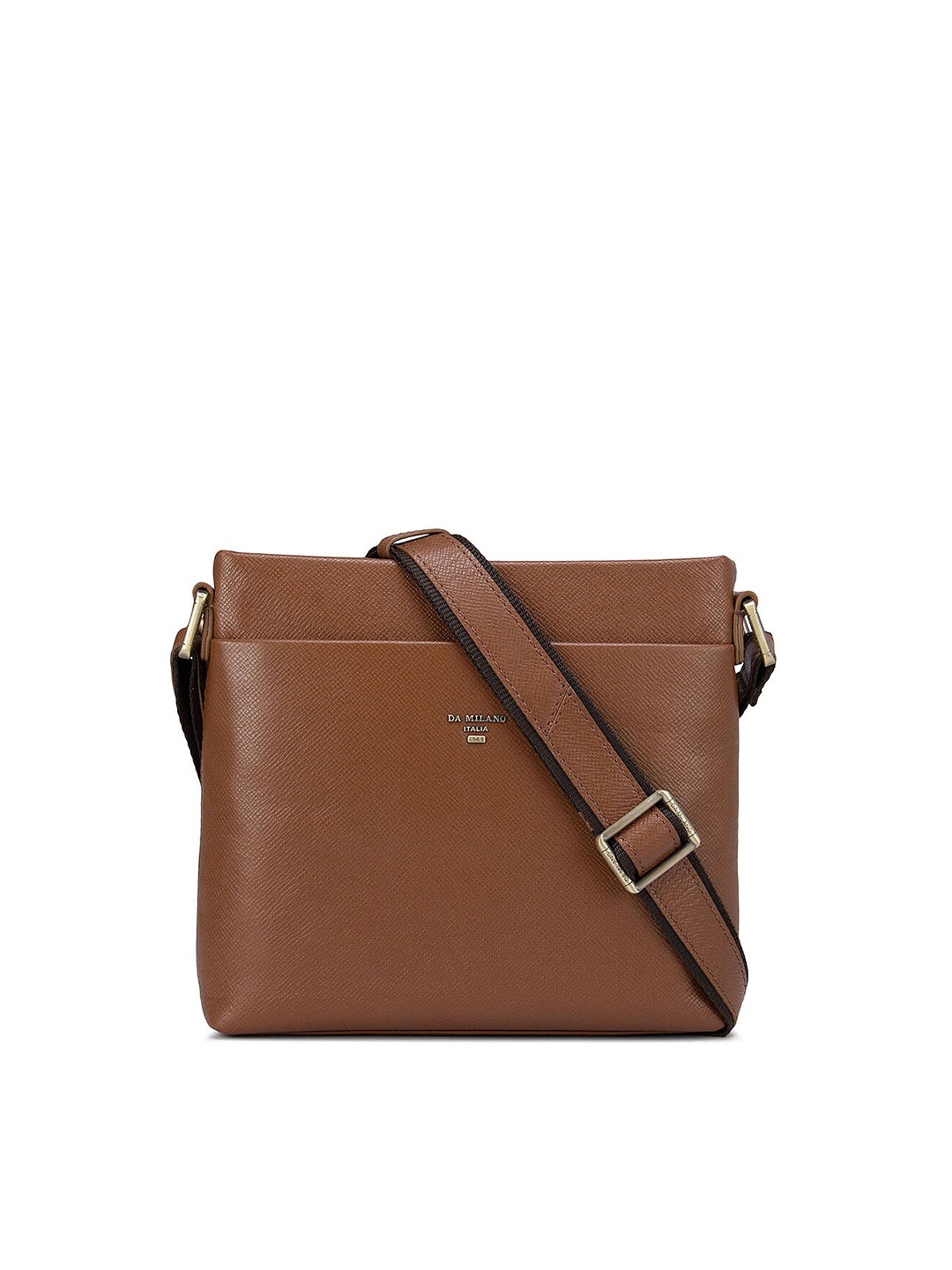 

Da Milano Men Textured Messenger Bag, Brown