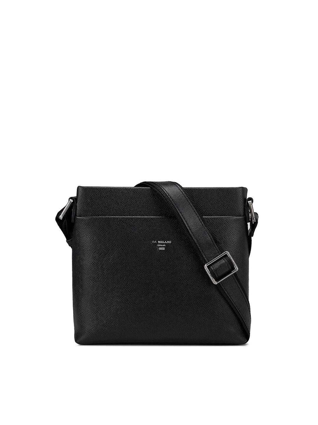 

Da Milano Men Textured Messenger Bag, Black