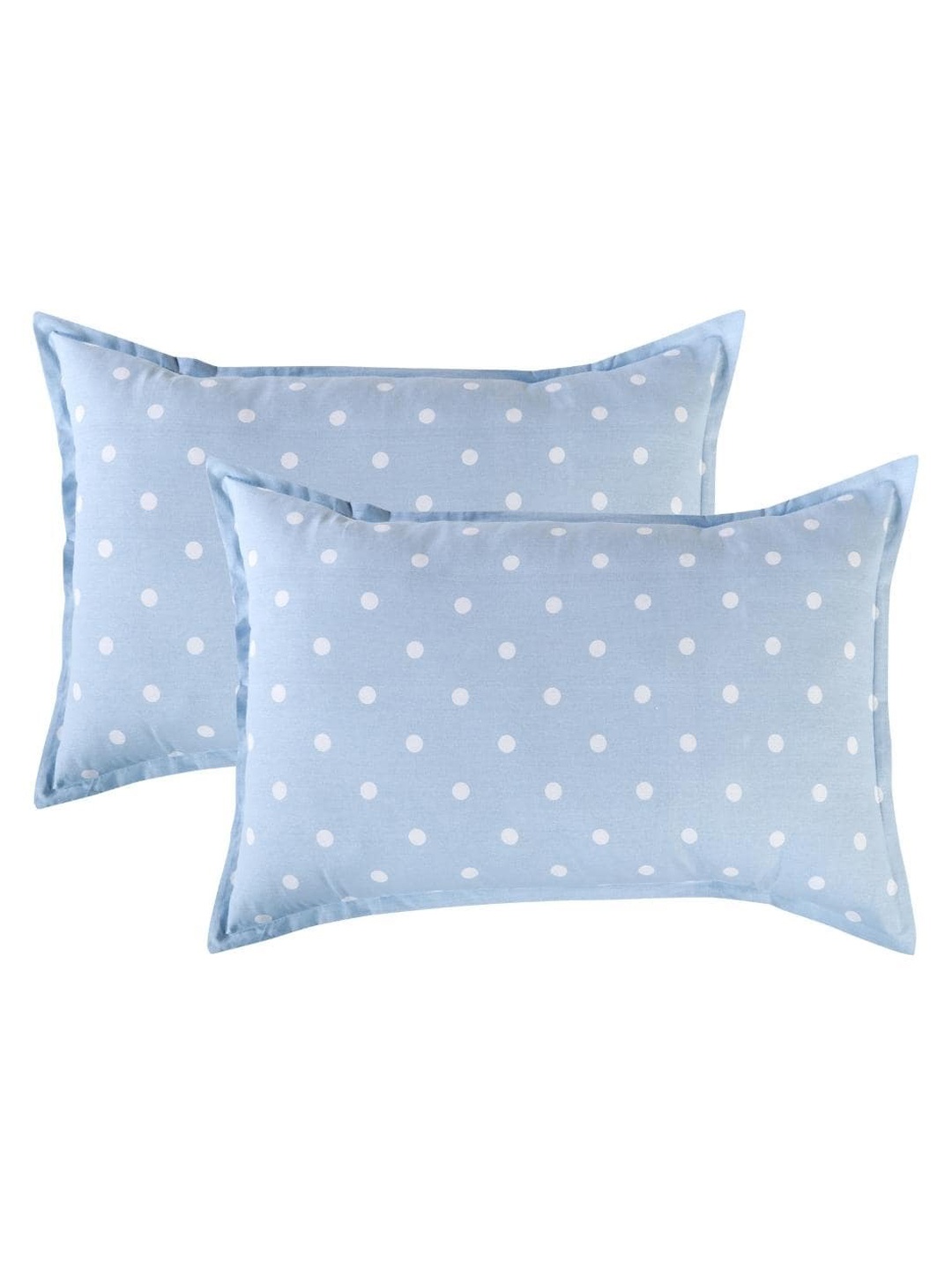 

A Homes Grace Set Of 2 Blue Printed Cotton 144TC Pillow Covers