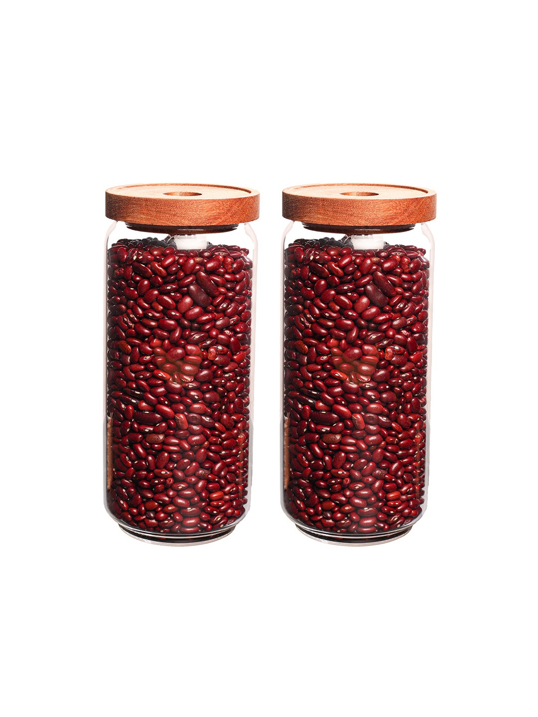 

Femora Transparent & Brown Solid Set of 2 Glass Jars with Bamboo Lid 950 ml Each
