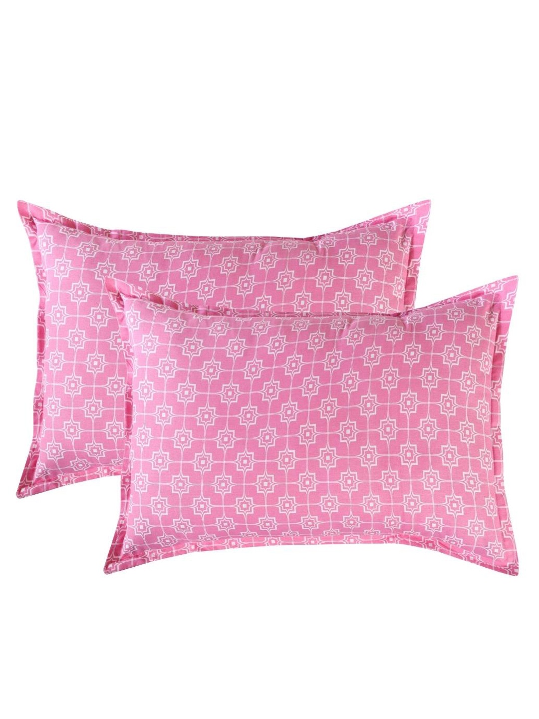 

A Homes Grace Set Of 2 Pink Printed 144 TC Cotton Pillow Covers