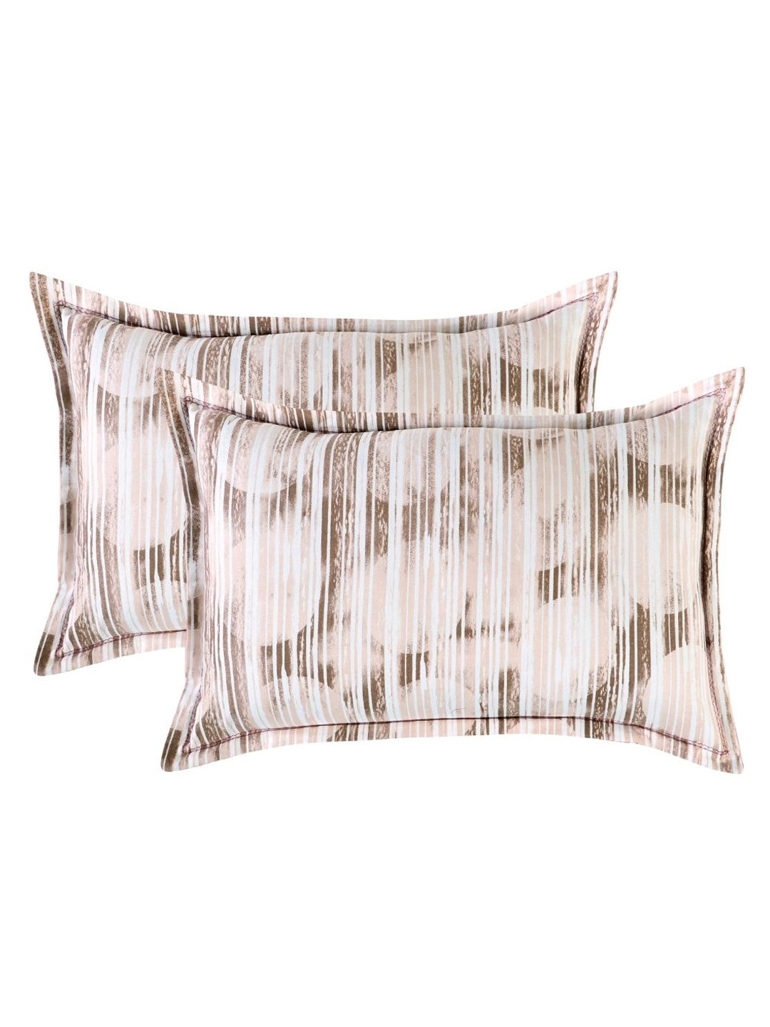 

A Homes Grace Set Of 2 Printed Cotton 144TC Pillow Covers, Brown