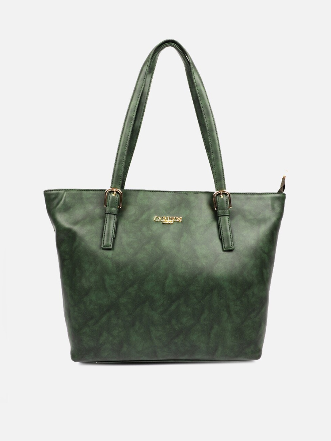 

Carlton London Green Textured Structured Shoulder Bag