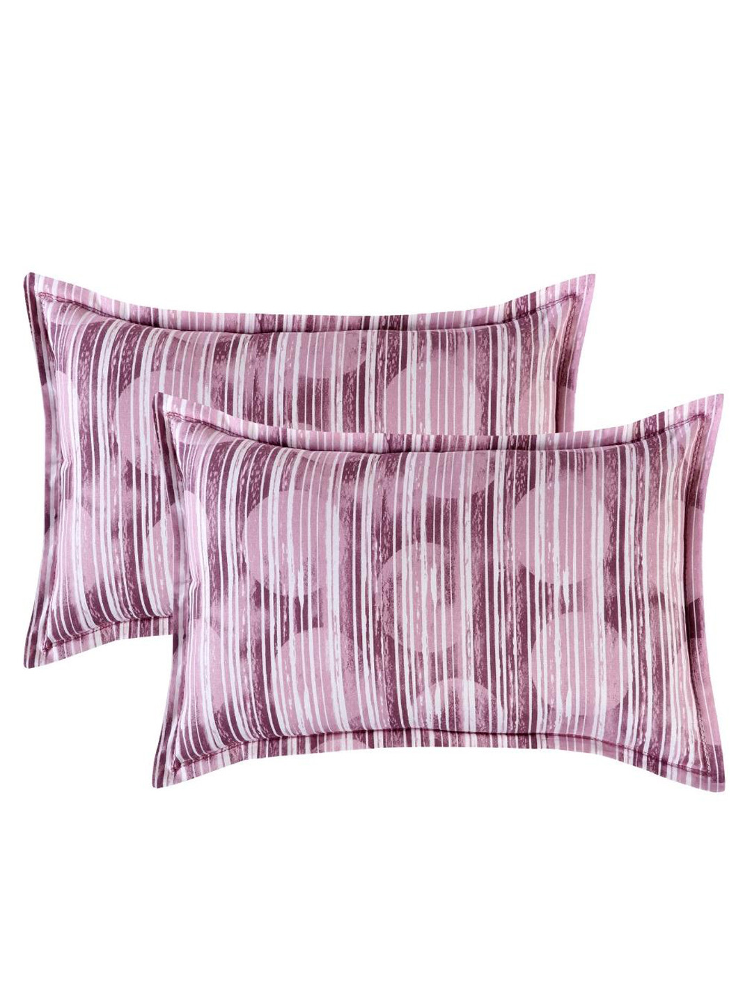 

A Homes Grace Set Of 2 Printed 144 TC Cotton Pillow Covers, Magenta