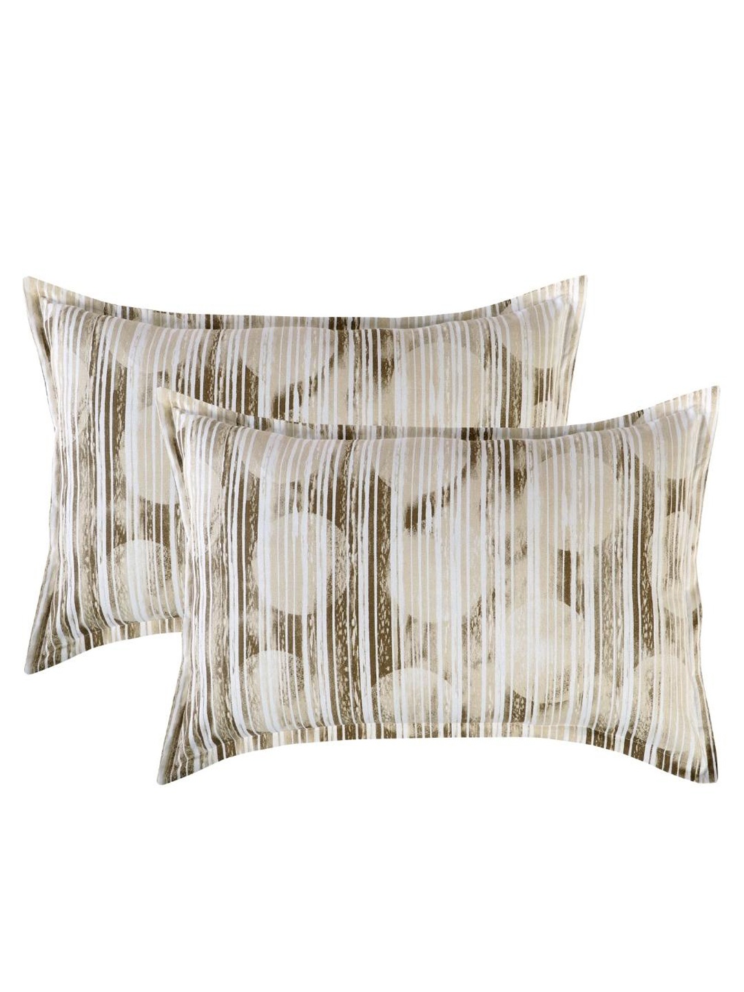 

A Homes Grace Olive-Coloured Printed Cotton Pillow Covers