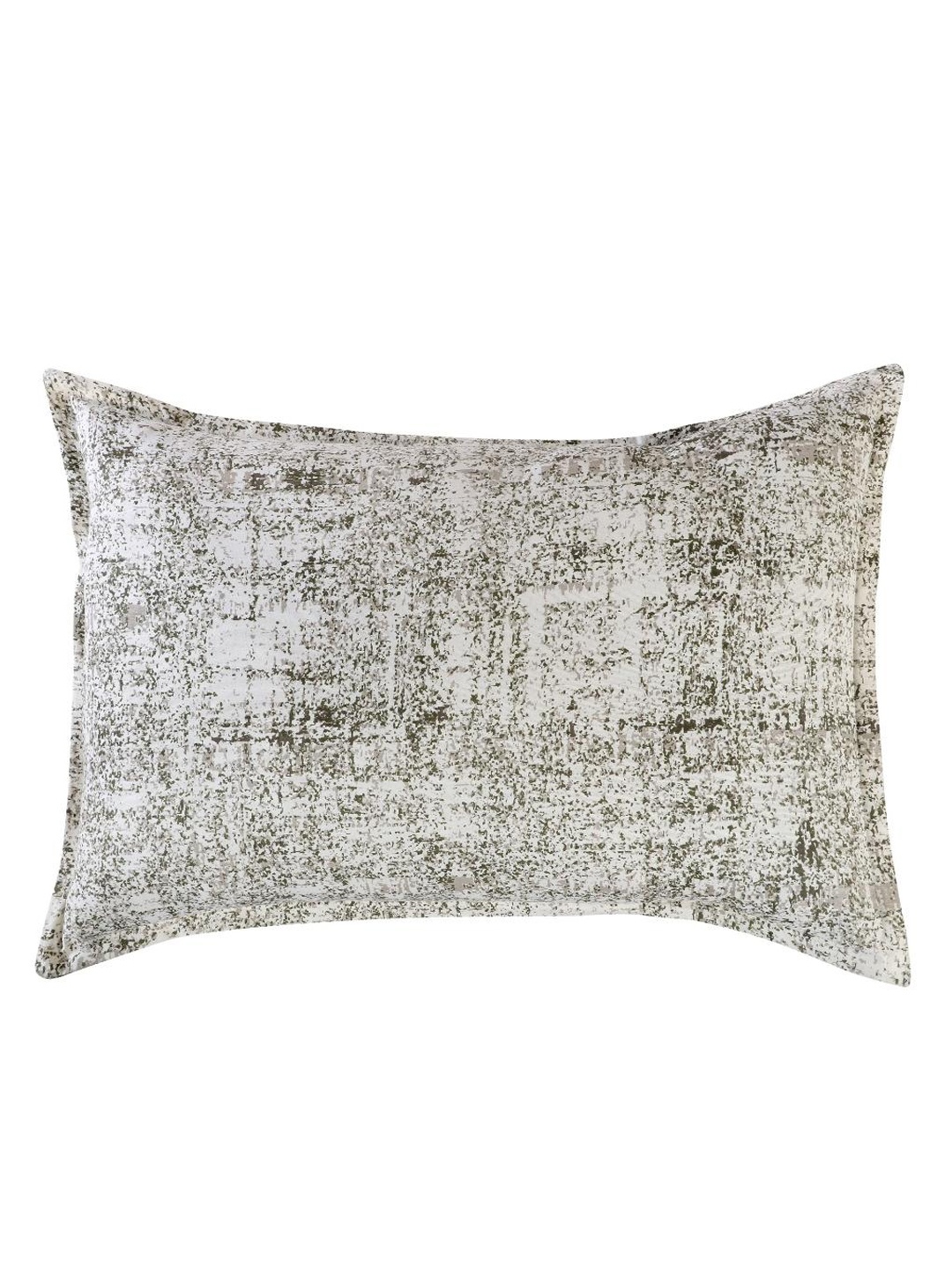 

A Homes Grace Set Of 2 Olive Green & White Printed Cotton Pillow Covers
