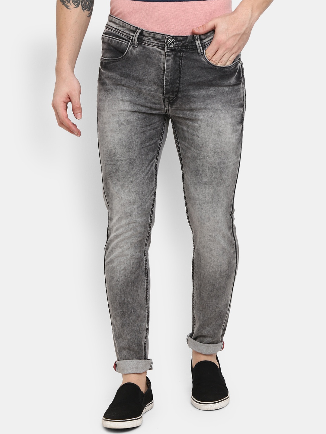 

V-Mart Men Grey Mildly Distressed Heavy Fade Jeans