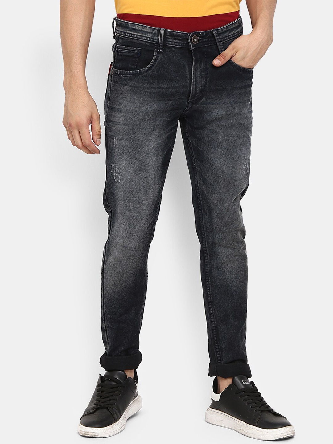 

V-Mart Men Black Mildly Distressed Heavy Fade Jeans