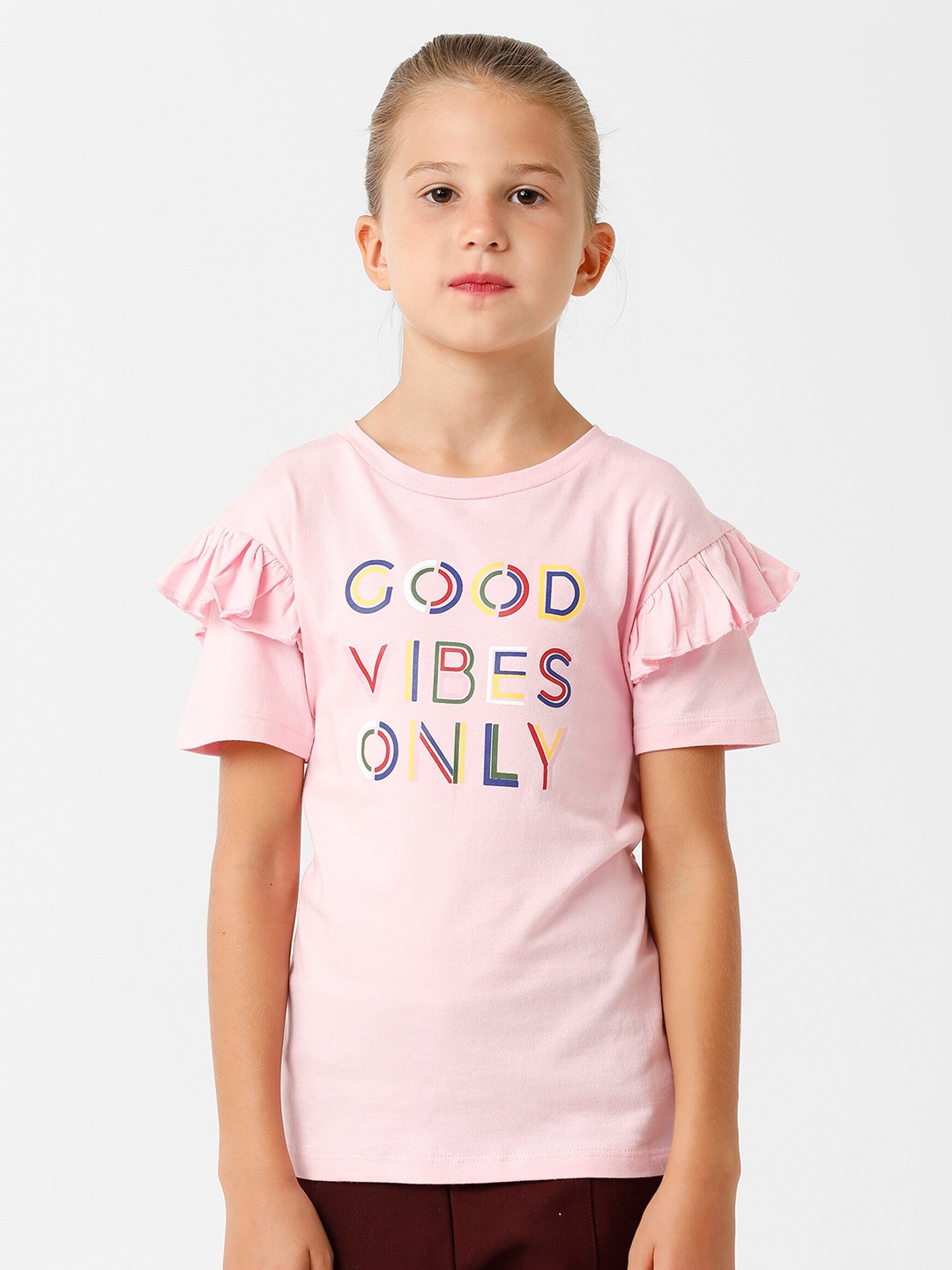 

KATE & OSCAR Girls Pink Typography T-shirt