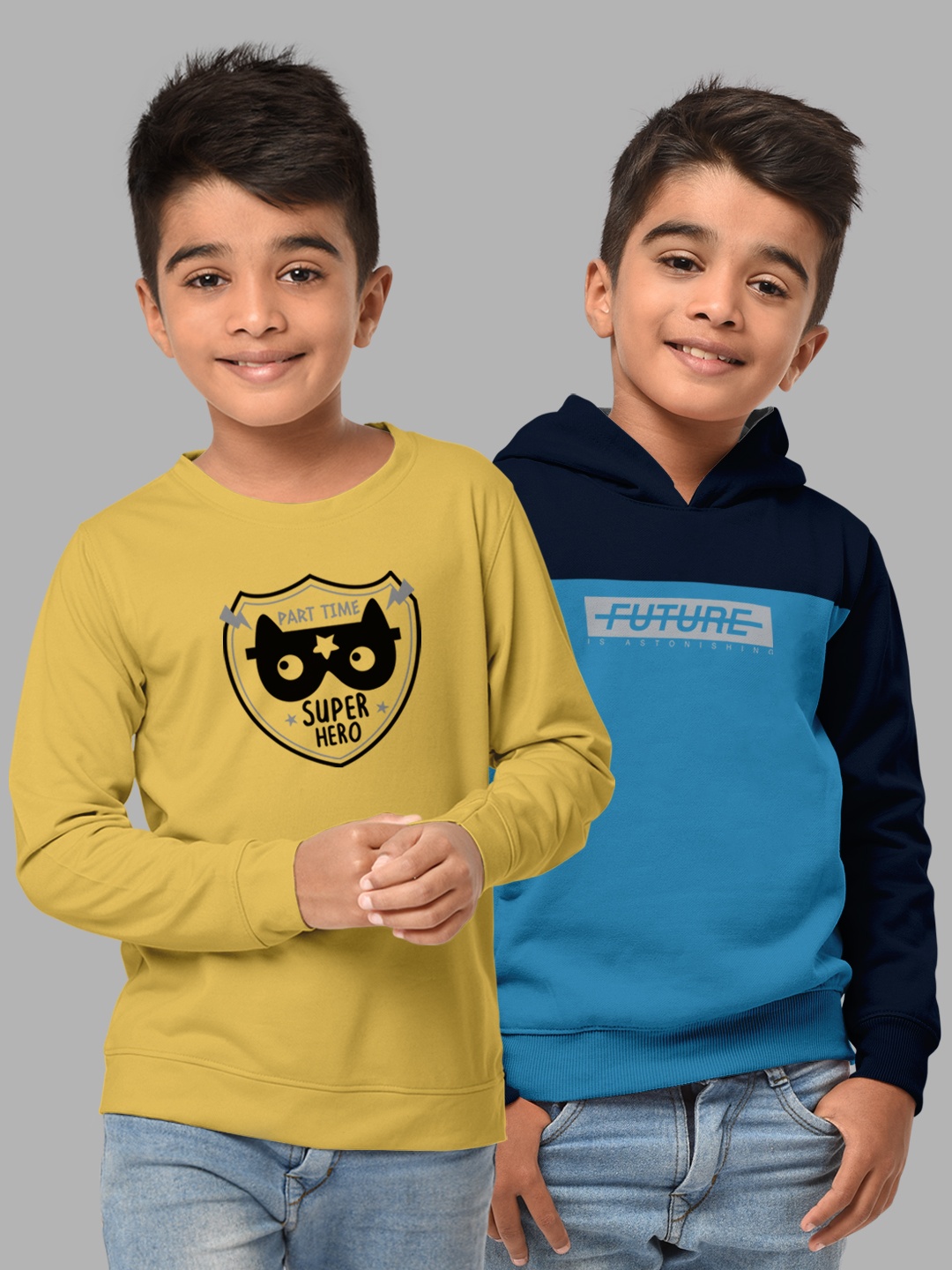 

HELLCAT Boys Mustard Yellow 2 Printed Hooded Cotton Sweatshirt