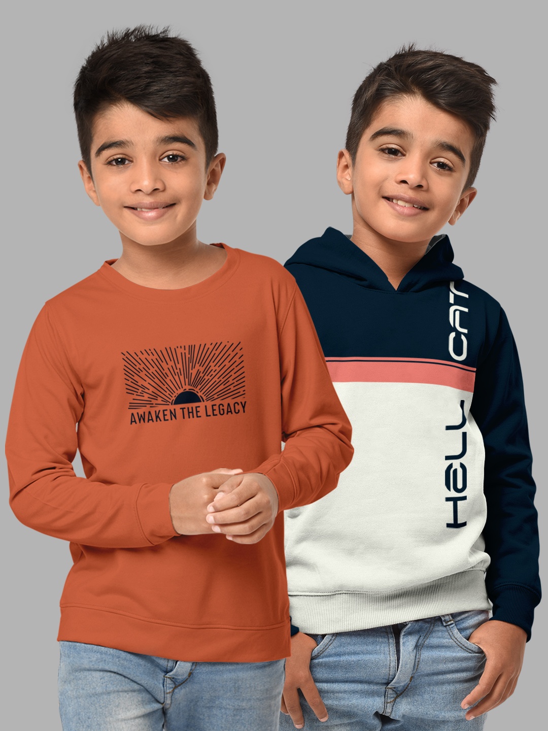 

HELLCAT Boys Orange Colourblocked Hooded Sweatshirt