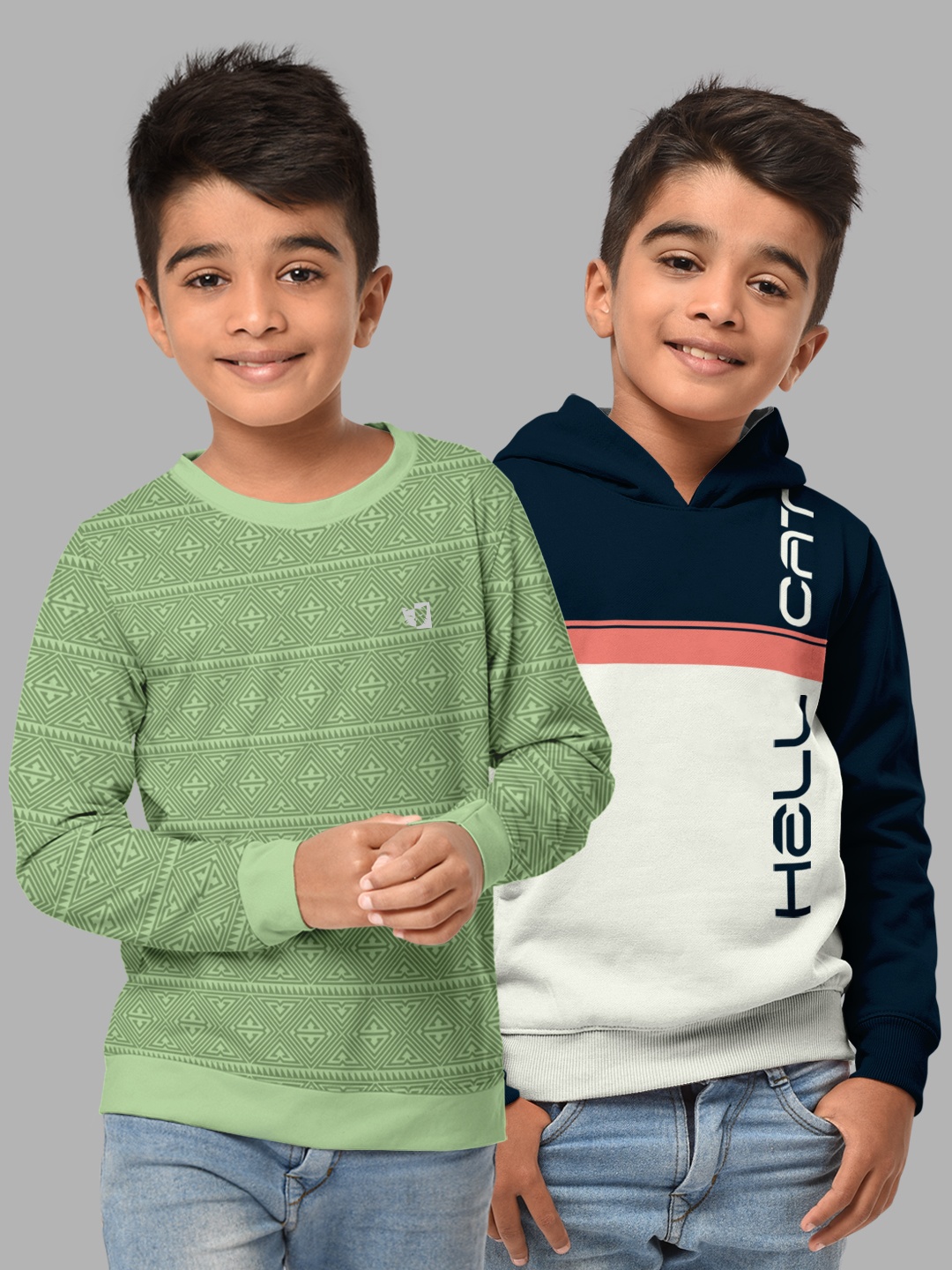 

HELLCAT Boys Green Colourblocked Hooded Sweatshirt