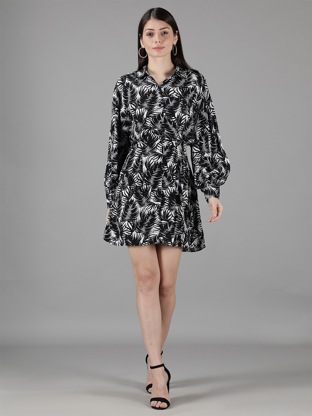 

Amagyaa Black & White Cotton Shirt Dress