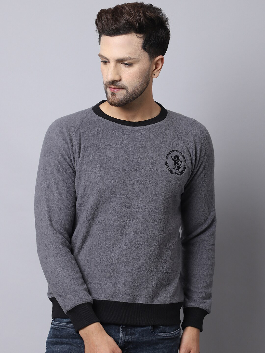 

39 THREADS Men Grey Solid Sweatshirt