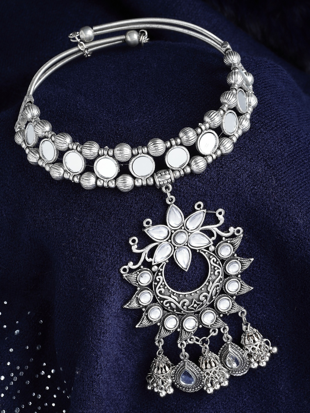 

PANASH Silver-Toned German Silver Silver-Plated Oxidised Necklace