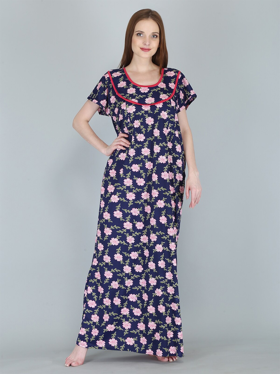 

Be You Women Printed Maternity Maxi Nightdress, Navy blue