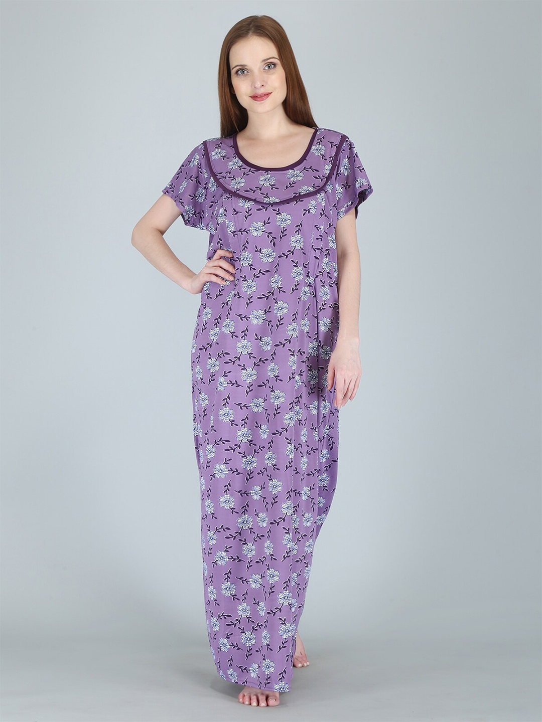 

Be You Women Printed Maternity Maxi Nightdress, Lavender