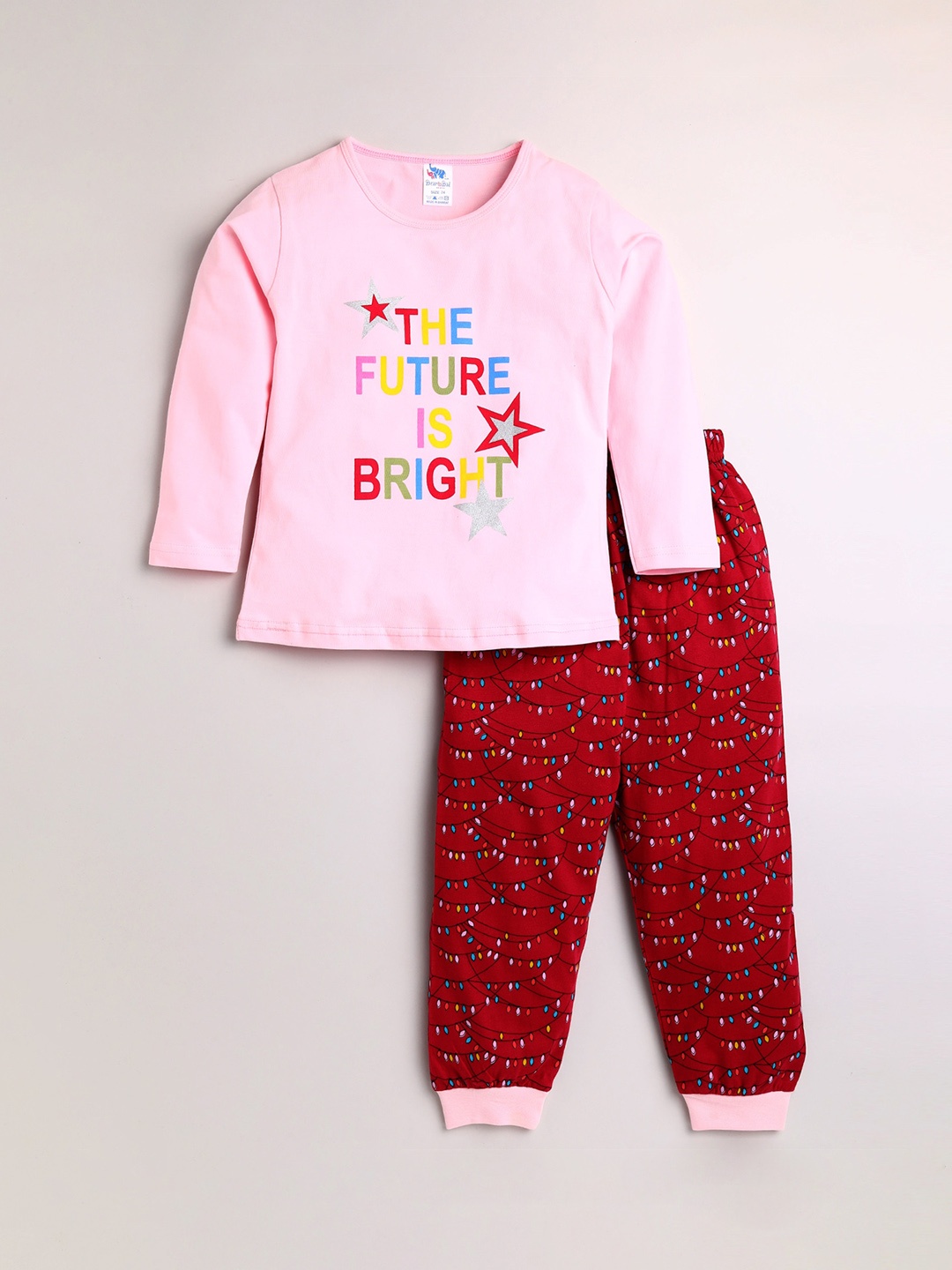 

Dear to Dad Girls Printed Pure Cotton Night suit, Pink