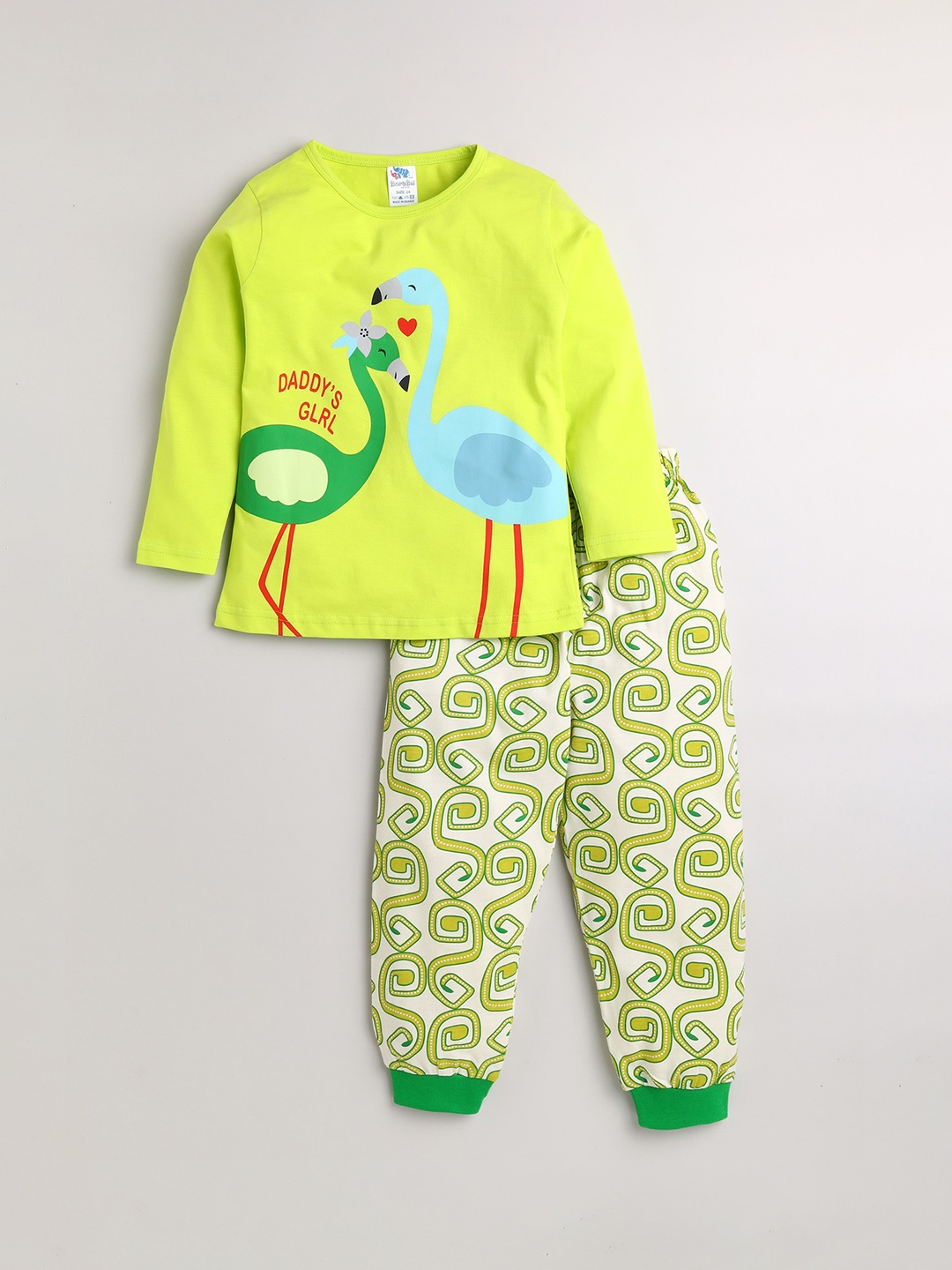 

Dear to Dad Girls Printed Pure Cotton Night suit, Grey