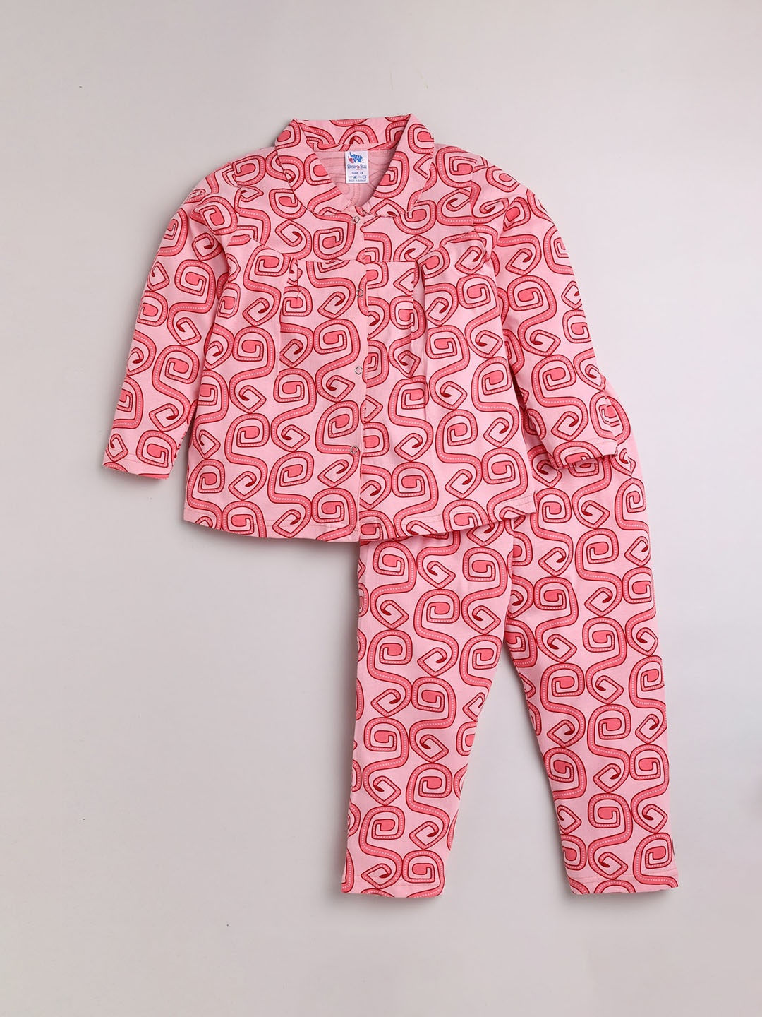 

Dear to Dad Girls Printed Pure Cotton Night suit, Pink