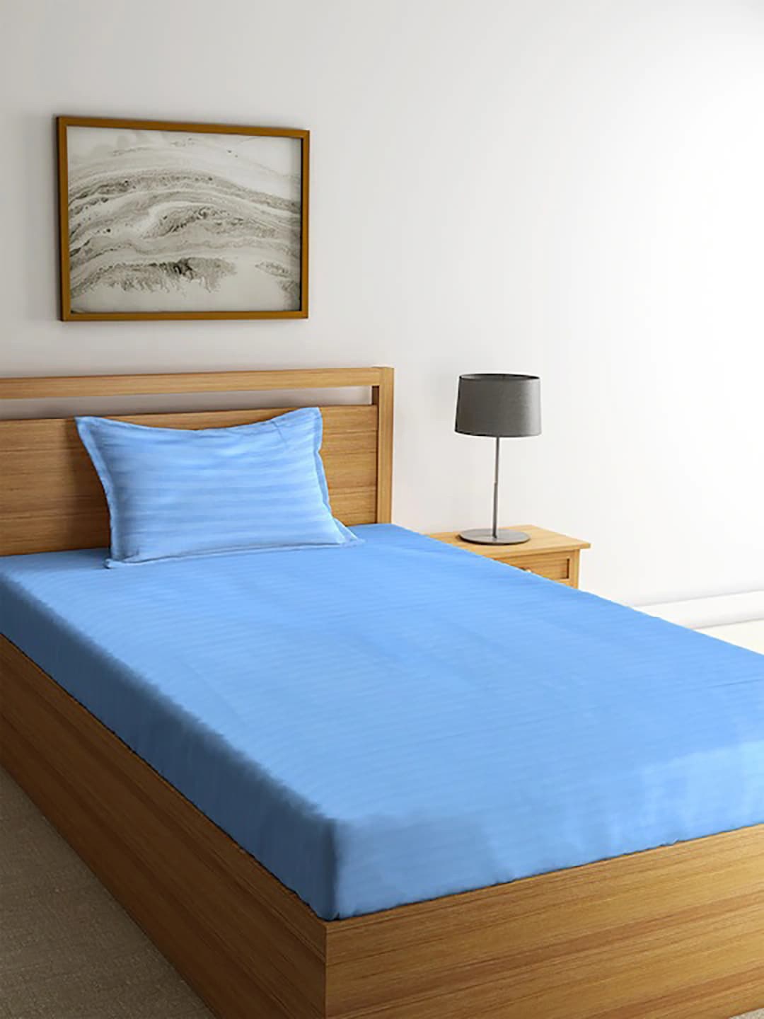 

AEROHAVEN Striped 300 TC Single Bedsheet with 1 Pillow Covers, Blue