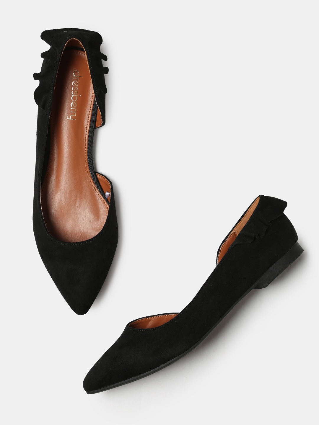 

DressBerry Women Black Pointy-Toed Ballerinas