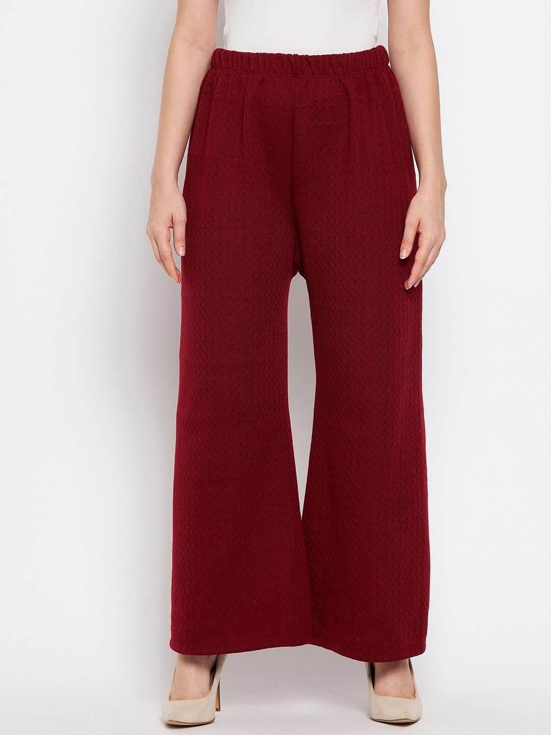 

Clora Creation Women Wide Leg Palazzos, Maroon