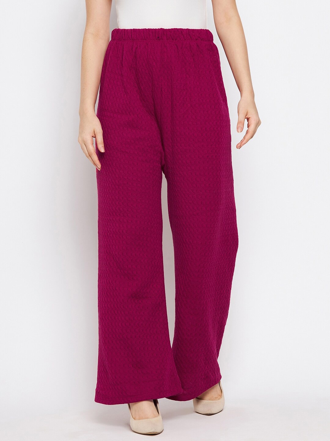 

Clora Creation Women Wide Leg Palazzos, Magenta