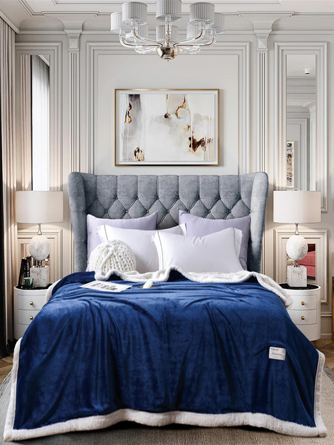 

JC Collection Blue & White AC Room 400 GSM Single Bed Blanket