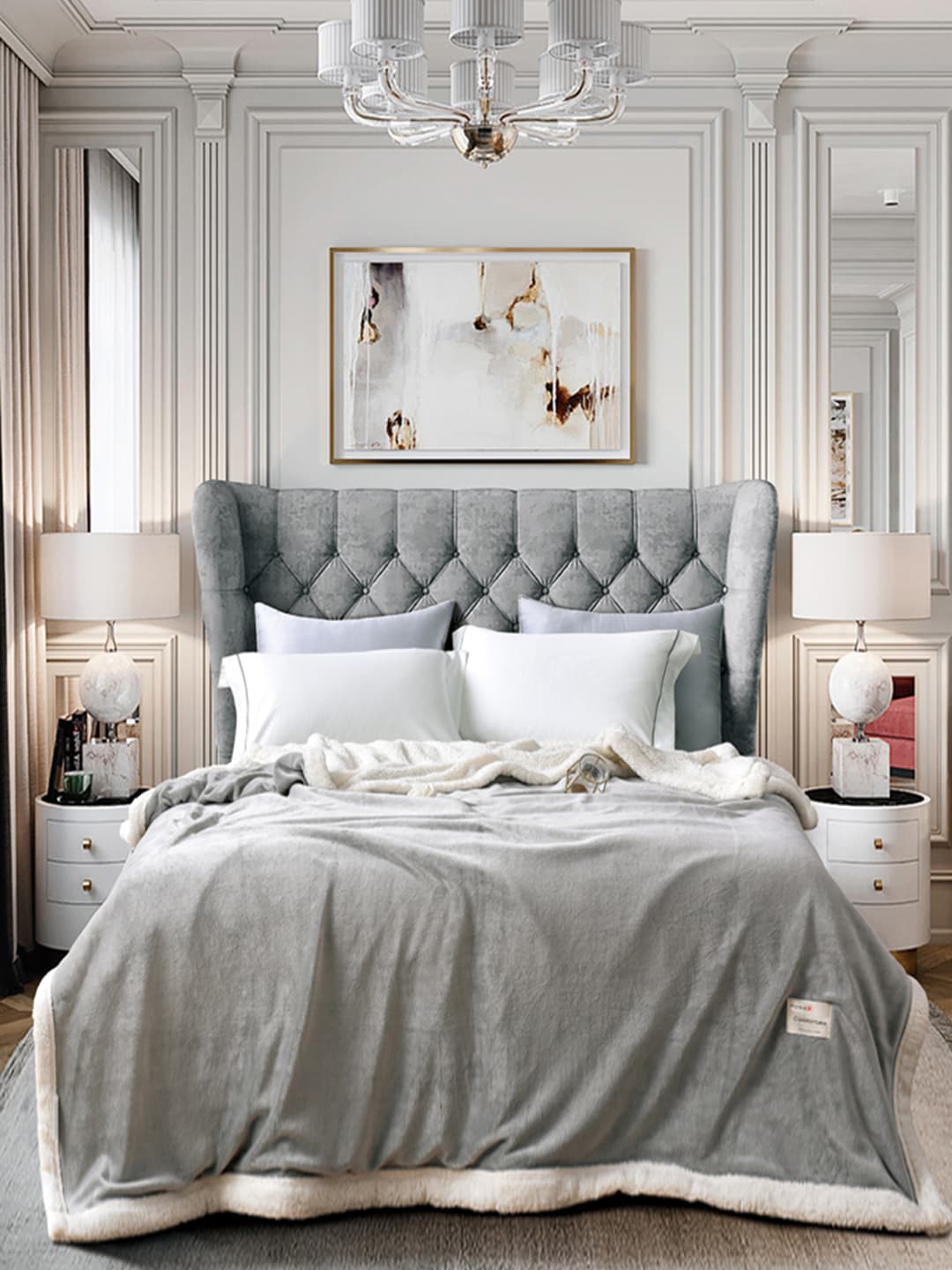 

JC Collection Grey & White AC Room 400 GSM Single Bed Blanket