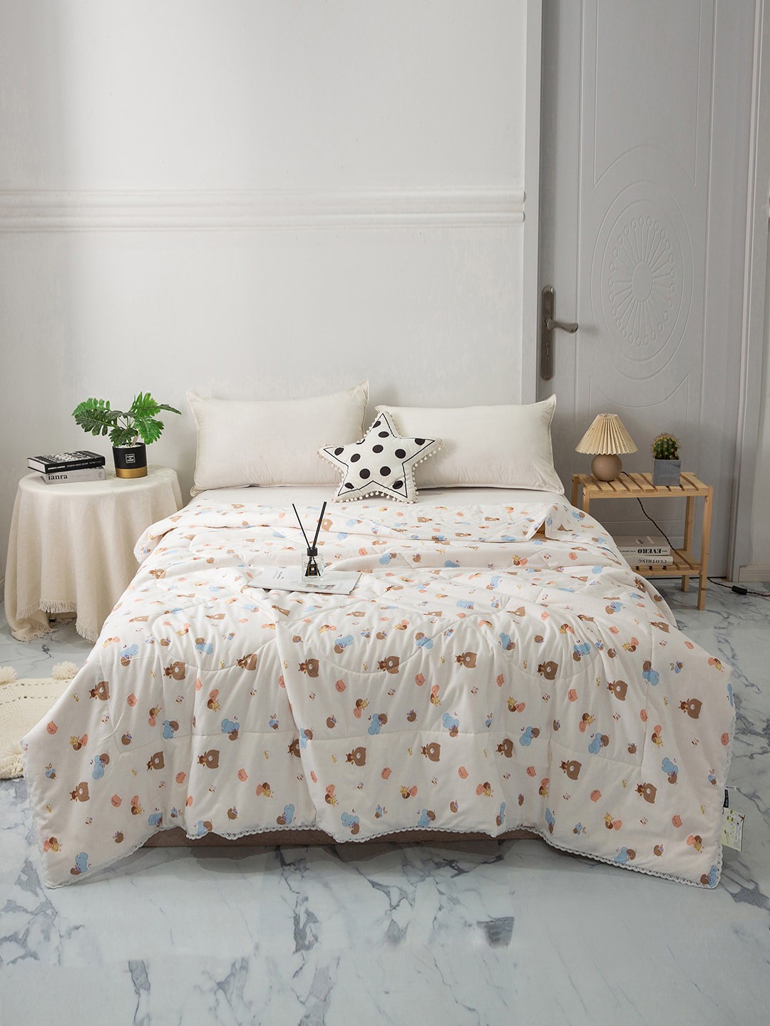 

JC HOME Unisex Pure Cotton Blankets Quilts and Dohars, Off white